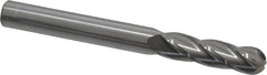 Atrax - 5/16" Diam, 1-1/8" LOC, 4 Flute Solid Carbide Ball End Mill - Uncoated, Single End, 3" OAL, 5/16" Shank Diam - Benchmark Tooling
