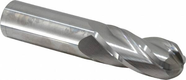 Atrax - 1" Diam, 2-1/4" LOC, 4 Flute Solid Carbide Ball End Mill - Uncoated, Single End, 5" OAL, 1" Shank Diam - Benchmark Tooling