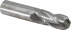Atrax - 1" Diam, 2-1/4" LOC, 4 Flute Solid Carbide Ball End Mill - Uncoated, Single End, 5" OAL, 1" Shank Diam - Benchmark Tooling
