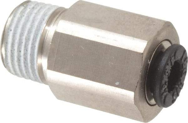 Legris - 5/32" Outside Diam, 1/8 NPT, Nickel Plated Brass Push-to-Connect Tube Self-Sealing Male Connector - 145 Max psi, Tube to Male NPT, Buna-N O-Ring - Benchmark Tooling
