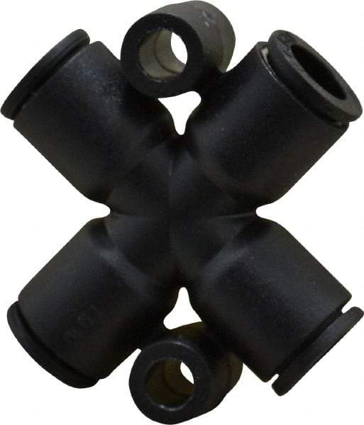 Legris - 1/4" Outside Diam, Nylon Push-to-Connect Tube Cross - 290 Max psi, Black - Benchmark Tooling
