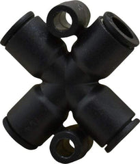 Legris - 1/4" Outside Diam, Nylon Push-to-Connect Tube Cross - 290 Max psi, Black - Benchmark Tooling