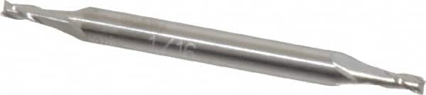 Atrax - 1/16", 1/8" LOC, 1/8" Shank Diam, 1-1/2" OAL, 3 Flute, Solid Carbide Square End Mill - Double End, Uncoated, Spiral Flute, 30° Helix, Centercutting - Benchmark Tooling
