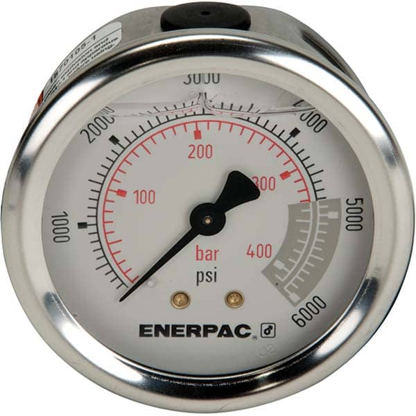 Enerpac - Hydraulic Pressure Gages & Adapters Type: Glycerine Filled Pressure Rating: 6000 - Benchmark Tooling