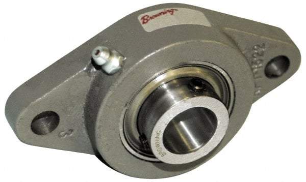 Browning - 3/4" ID, 4-13/32" OAL x 2-1/2" OAH 2-Bolt Flange Air Handling - 1,444 Lb Static Cap, 2,611 Lb Dyn Cap, 3-17/32" Btw Mnt Hole Ctrs, Cast Iron - Benchmark Tooling