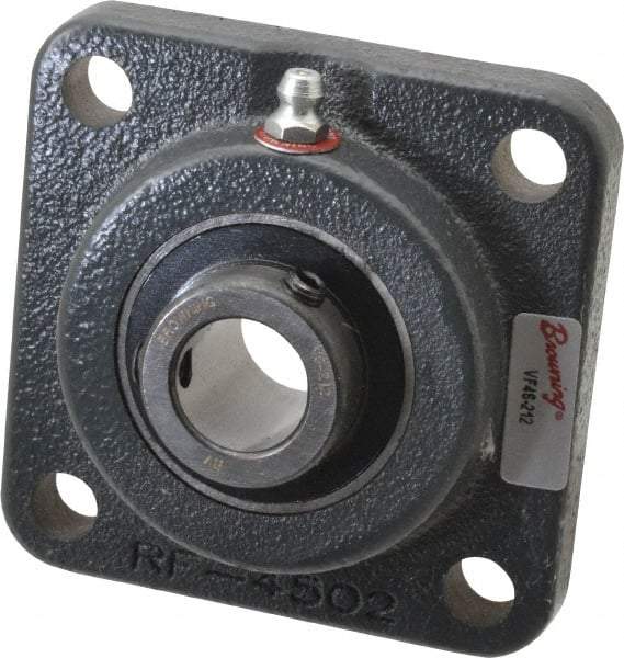 Browning - 3/4" ID, 3-3/8" OAL x 3-3/8" OAH 4-Bolt Flange - 1,444 Lb Static Cap, 2,611 Lb Dyn Cap, 2-1/2" Btw Mnt Hole Ctrs, Cast Iron - Benchmark Tooling