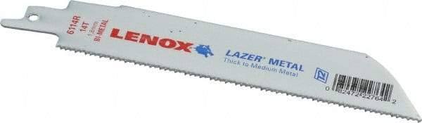 Lenox - 6" Long x 1" Thick, Bi-Metal Reciprocating Saw Blade - Straight Profile, 14 TPI, Toothed Edge - Benchmark Tooling