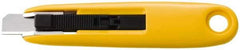 Olfa - Retractable Utility Knife - 1-15/16" Blade, Yellow & Silver Plastic Handle, 1 Blade Included - Benchmark Tooling