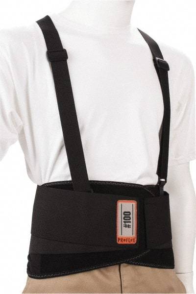 Ergodyne - Size 4XL, Hook & Loop, Spandex Belt with Adjustable Shoulder Straps - 52 to 58" Waist, 8" Wide, Detachable Strap, Black - Benchmark Tooling