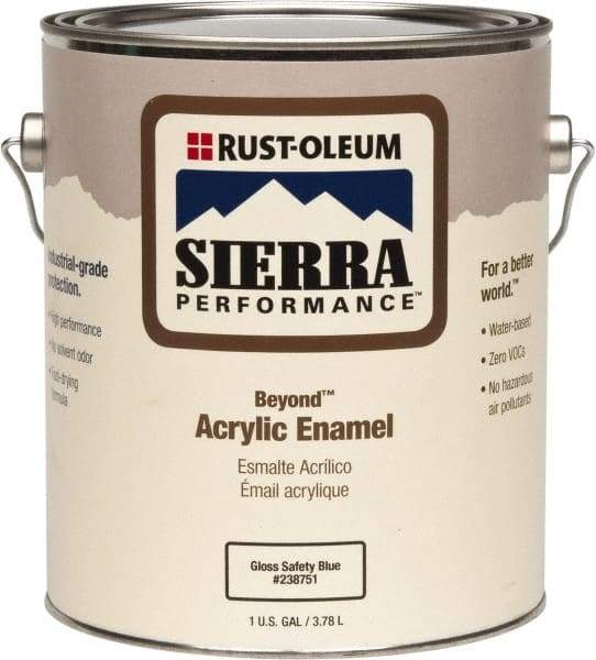 Rust-Oleum - 1 Gal Safety Blue Gloss Finish Acrylic Enamel Paint - Interior/Exterior, <0 gL VOC Compliance - Benchmark Tooling