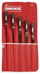 Simonds File - 5 Piece American Pattern File Set - 8" Long, Bastard Coarseness, Set Includes Half Round, Mill, Round, Square - Benchmark Tooling