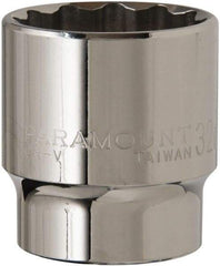 Paramount - 1/2" Drive, Standard Hand Socket - 12 Points, 1-1/2" OAL, Steel, Chrome Finish - Benchmark Tooling