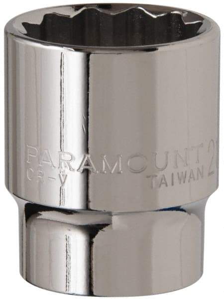 Paramount - 1/2" Drive, Standard Hand Socket - 12 Points, 1-1/2" OAL, Steel, Chrome Finish - Benchmark Tooling