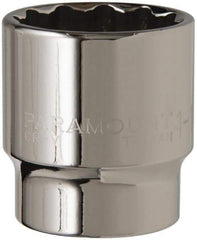 Paramount - 1-1/4", 1/2" Drive, Standard Hand Socket - 12 Points, 1-1/2" OAL, Steel, Chrome Finish - Benchmark Tooling