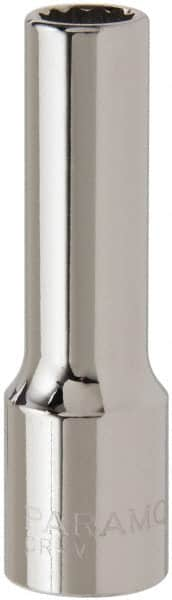 Paramount - 1/2" Drive, Deep Hand Socket - 12 Points, 3-3/32" OAL, Steel, Chrome Finish - Benchmark Tooling