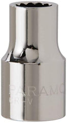 Paramount - 1/2" Drive, Standard Hand Socket - 12 Points, 1-1/2" OAL, Steel, Chrome Finish - Benchmark Tooling