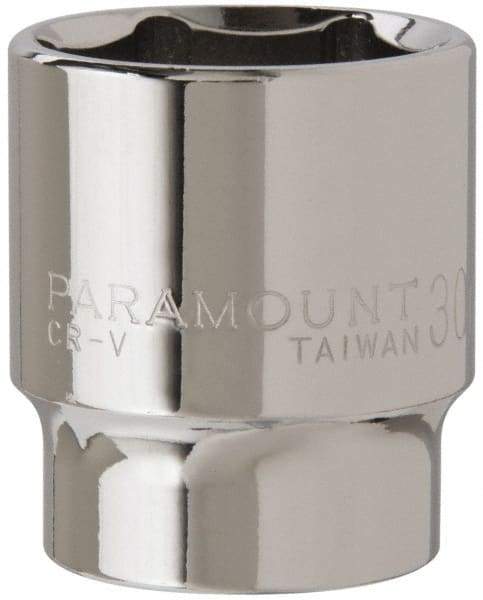 Paramount - 1/2" Drive, Standard Hand Socket - 6 Points, 1-1/2" OAL, Steel, Chrome Finish - Benchmark Tooling
