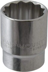 Paramount - 1/2" Drive, Standard Hand Socket - 12 Points, 1-1/2" OAL, Steel, Chrome Finish - Benchmark Tooling