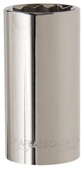 Paramount - 1-1/8", 1/2" Drive, Deep Hand Socket - 12 Points, 3-3/32" OAL, Steel, Chrome Finish - Benchmark Tooling