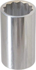 Paramount - 1-1/4", 1/2" Drive, Deep Hand Socket - 12 Points, 3-1/4" OAL, Steel, Chrome Finish - Benchmark Tooling