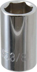 Paramount - 3/8", 1/4" Drive, Standard Hand Socket - 6 Points, 15/16" OAL, Steel, Chrome Finish - Benchmark Tooling