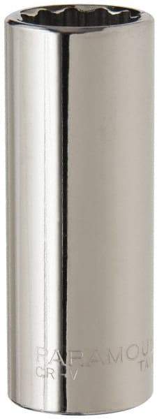 Paramount - 3/8" Drive, Deep Hand Socket - 12 Points, 2-1/2" OAL, Steel, Chrome Finish - Benchmark Tooling