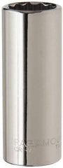 Paramount - 3/8" Drive, Deep Hand Socket - 12 Points, 2-1/2" OAL, Steel, Chrome Finish - Benchmark Tooling