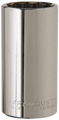 Paramount - 1/2" Drive, Deep Hand Socket - 12 Points, 3-1/4" OAL, Steel, Chrome Finish - Benchmark Tooling