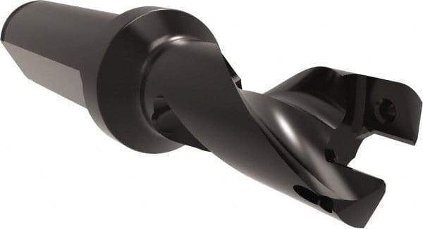 Allied Machine and Engineering - Series 16, 16 to 17mm Diam, 3/4" Diam Straight Shank with Flange, Helical Flute Spade Drill - 13/16" Max Depth, 2" Body Length, 4-1/32" OAL, Short Length, Through Coolant - Benchmark Tooling