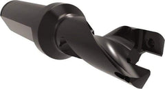 Allied Machine and Engineering - Series 16, 16 to 17mm Diam, 3/4" Diam Straight Shank with Flange, Helical Flute Spade Drill - 13/16" Max Depth, 2" Body Length, 4-1/32" OAL, Short Length, Through Coolant - Benchmark Tooling