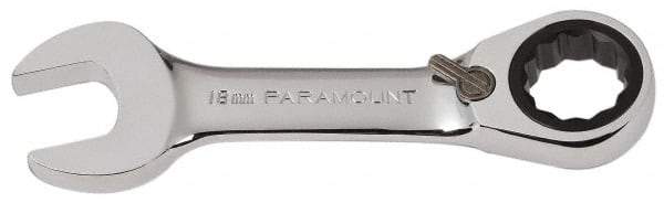 Paramount - 18mm 12 Point Combination Wrench - 15° Head Angle, 5-5/32" OAL, Chrome Vanadium Steel, Polished Finish - Benchmark Tooling