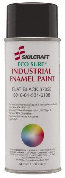 Ability One - Black, Gloss, Enamel Spray Paint - 8 to 10 Sq Ft per Can, 11 oz Container - Benchmark Tooling