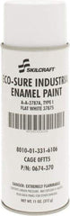 Ability One - White, Flat, Enamel Spray Paint - 8 to 10 Sq Ft per Can, 11 oz Container - Benchmark Tooling