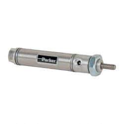 Parker - 1" Stroke x 9/16" Bore Double Acting Air Cylinder - 10-32 Port, 10-32 Rod Thread, 250 Max psi, 14 to 140°F - Benchmark Tooling