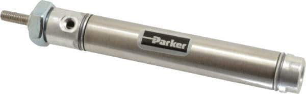 Parker - 2" Stroke x 9/16" Bore Double Acting Air Cylinder - 10-32 Port, 10-32 Rod Thread, 250 Max psi, 14 to 140°F - Benchmark Tooling