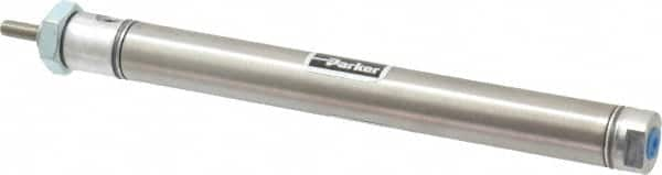 Parker - 4" Stroke x 9/16" Bore Double Acting Air Cylinder - 10-32 Port, 10-32 Rod Thread, 250 Max psi, 14 to 140°F - Benchmark Tooling