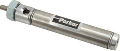 Parker - 2-1/2" Stroke x 3/4" Bore Double Acting Air Cylinder - 1/8 Port, 1/4-28 Rod Thread, 250 Max psi, 14 to 140°F - Benchmark Tooling