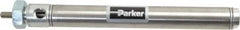 Parker - 5" Stroke x 3/4" Bore Double Acting Air Cylinder - 1/8 Port, 1/4-28 Rod Thread, 250 Max psi, 14 to 140°F - Benchmark Tooling