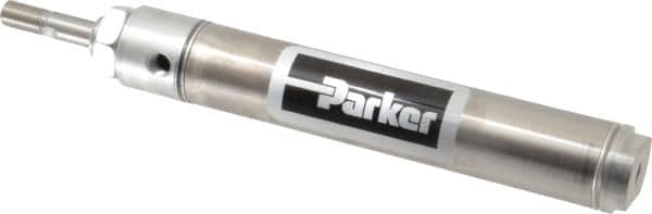 Parker - 5" Stroke x 1-1/4" Bore Double Acting Air Cylinder - 1/8 Port, 7/16-20 Rod Thread, 250 Max psi, 14 to 140°F - Benchmark Tooling