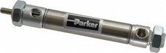 Parker - 2" Stroke x 3/4" Bore Double Acting Air Cylinder - 1/8 Port, 1/4-28 Rod Thread, 250 Max psi, 14 to 140°F - Benchmark Tooling