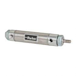 Parker - 2" Stroke x 1-1/16" Bore Double Acting Air Cylinder - 1/8 Port, 5/16-24 Rod Thread, 250 Max psi, 14 to 140°F - Benchmark Tooling