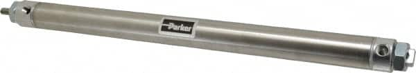 Parker - 12" Stroke x 1-1/16" Bore Double Acting Air Cylinder - 1/8 Port, 5/16-24 Rod Thread, 250 Max psi, 14 to 140°F - Benchmark Tooling