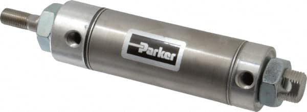 Parker - 2" Stroke x 1-1/2" Bore Double Acting Air Cylinder - 1/8 Port, 7/16-20 Rod Thread, 250 Max psi, 14 to 140°F - Benchmark Tooling