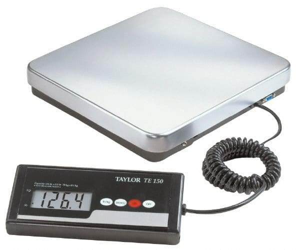 Taylor - 12" x 12" Wide Base, 150 Lb Capacity, LCD with 6' Cable Receiving Scale - Stainless Steel Platform - Benchmark Tooling