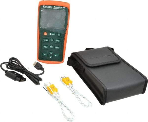 Extech - -200 to 1999.9°F, Temp Recorder - Dual Input Datalogging Thermometer - Benchmark Tooling