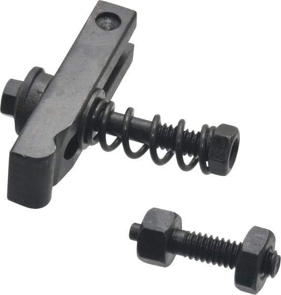 Value Collection - 1/4-20 Tap Size, Steel Strap Clamp Assembly - Single End Clamp, Radius Strap Nose, 3/8" Strap Thickness, 1/2" Travel, 2" Strap Len, 5/8" Strap Width - Benchmark Tooling