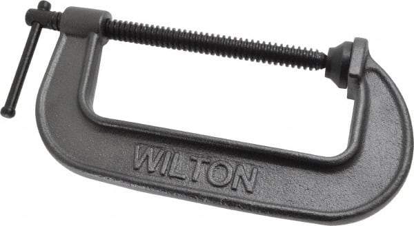 Wilton - Light-Duty 6" Max Opening, 2-3/4" Throat Depth, Ductile Iron Standard C-Clamp - 2,450 Lb Capacity, 0" Min Opening, Standard Throat Depth - Benchmark Tooling