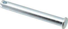 Made in USA - 5/16" Pin Diam, 2-1/2" OAL, Standard Clevis Pin - 9/64" Hole, 2-23/64" Usable Length, Zinc-Plated Steel - Benchmark Tooling