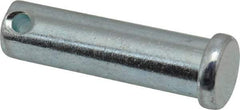 Made in USA - 1/2" Pin Diam, 1-3/4" OAL, Standard Clevis Pin - 5/32" Hole, 1-19/32" Usable Length, Zinc-Plated Steel - Benchmark Tooling