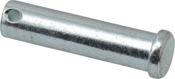 Made in USA - 1/2" Pin Diam, 2" OAL, Standard Clevis Pin - 5/32" Hole, 1-27/32" Usable Length, Zinc-Plated Steel - Benchmark Tooling